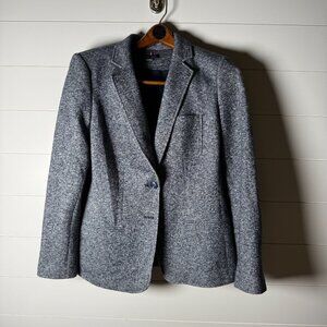 NWOT TOMMY HILFIGER Blazer Jacket Size 12 Navy Heathered Elbow Patches Lined
